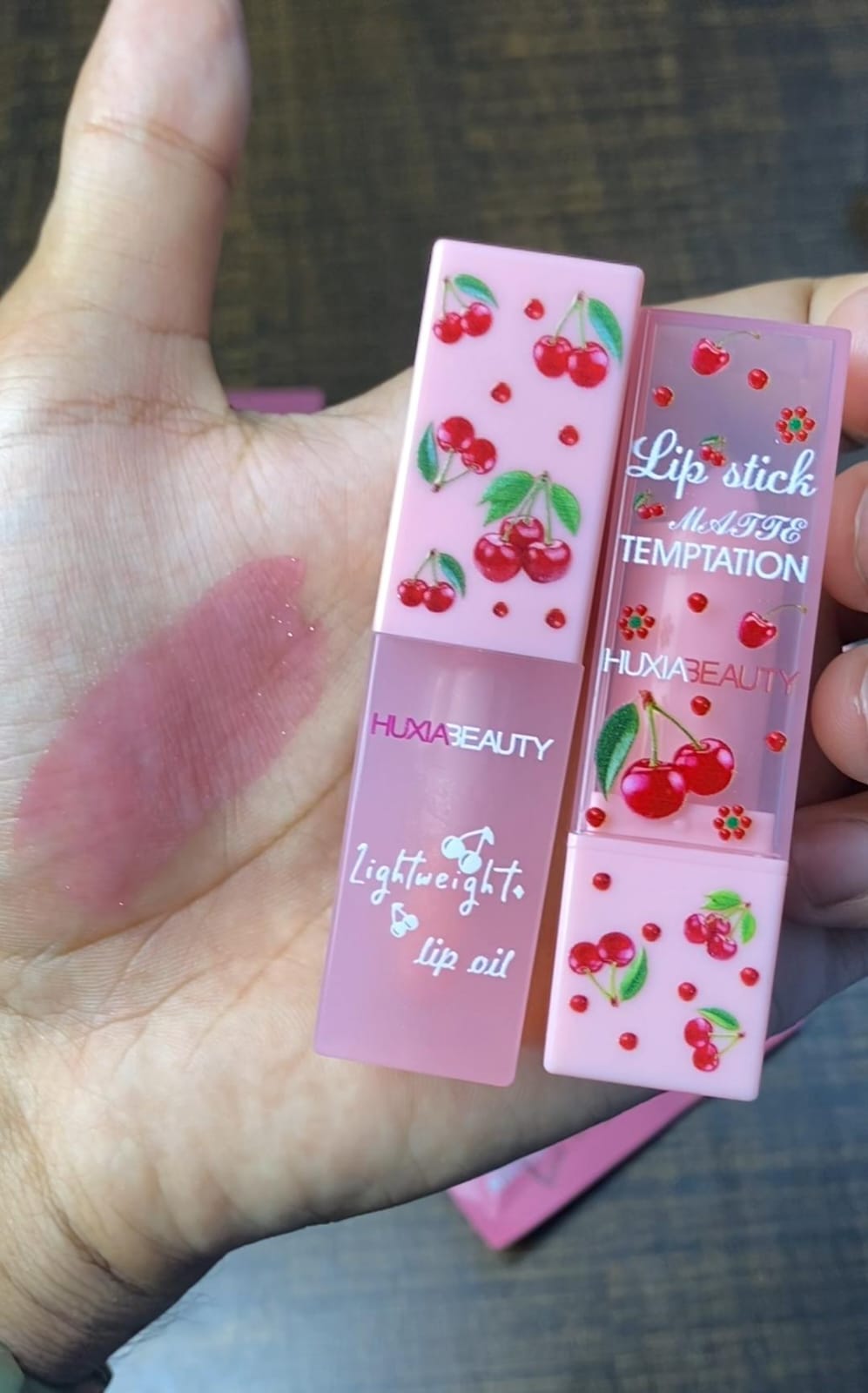 HUXIA Beauty Cherry Lip Balm & Lip Oil Duo