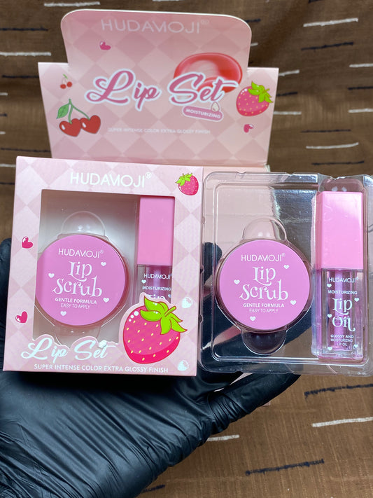 HUDAMOJI Lip Scrub-Moisturizing Glossy Duo