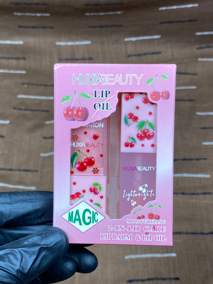 HUXIA Beauty Cherry Lip Balm & Lip Oil Duo