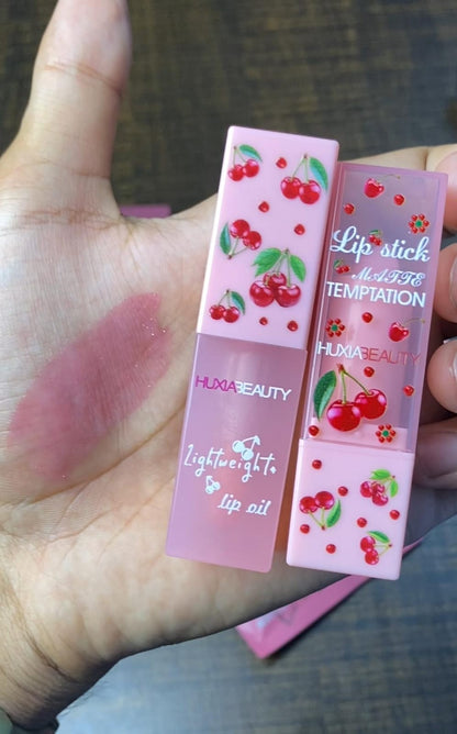 HUXIA Beauty Cherry Lip Balm & Lip Oil Duo